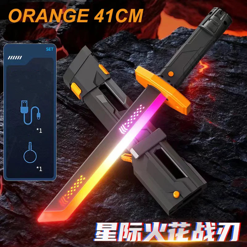 Colorful Glowing Light Sword – 7-Color LED Toy with Spark & Smoke Effect