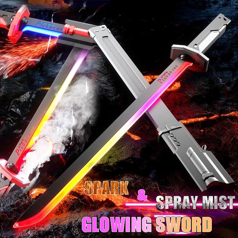 Colorful Glowing Light Sword – 7-Color LED Toy with Spark & Smoke Effect